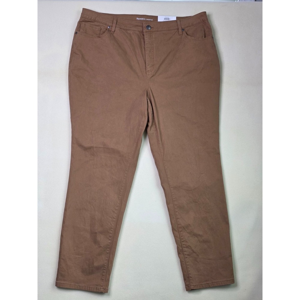 Style & Co Jeans Women's Size 20 Brown Cotton Denim Straight Stretch High Rise